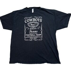SUNA Dallas Cowboys T-Shirt Mens 2XL Black‎ Whiskey Label Graphic Tee Texas NFL